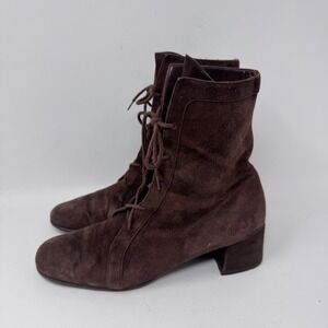 Emporio Armani Suede Lace-Up Ankle Boots – Size 37.5 (US 7.5) – Made in Italy